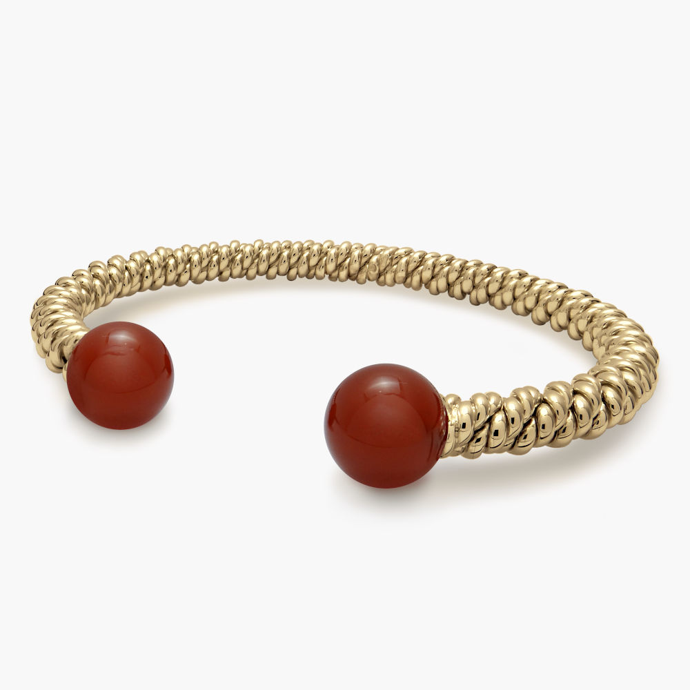 9ct Gold Carnelian Torsione Torque Bangle