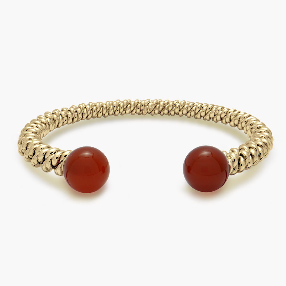 9ct Gold Carnelian Torsione Torque Bangle