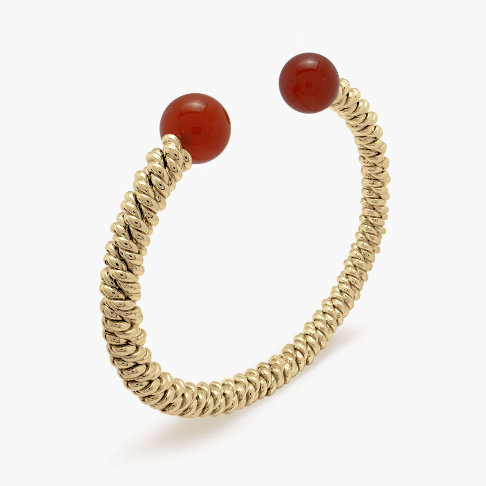 9ct Gold Carnelian Torsione Torque Bangle 9ct Gold Carnelian Torsione Torque Bangle