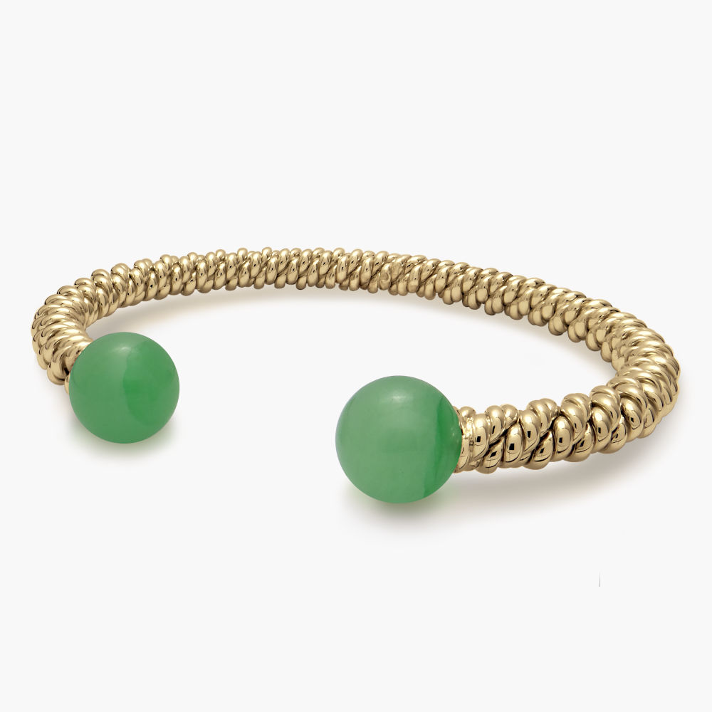 9ct Gold Jade Torsione Torque Bangle