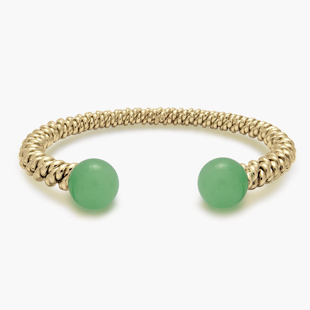 9ct Gold Jade Torsione Torque Bangle