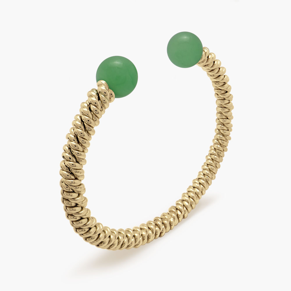 9ct Gold Jade Torsione Torque Bangle 9ct Gold Jade Torsione Torque Bangle