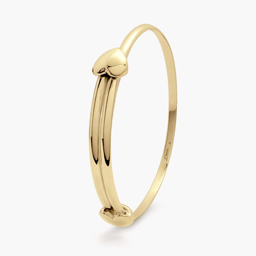 David Jonns Expanding 9ct Gold Love Heart Bangle