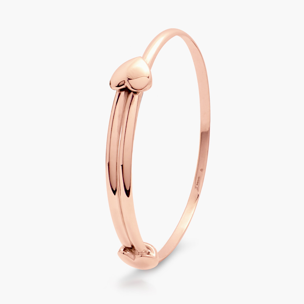 Expanding 9ct Rose Gold Love Heart Bangle