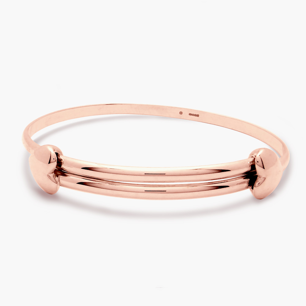 Expanding 9ct Rose Gold Love Heart Bangle