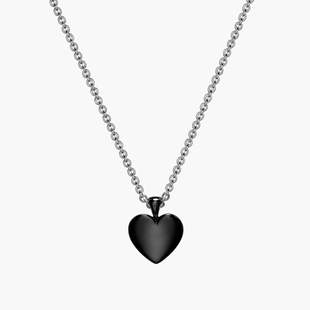 Black Rhodiumed Silver Heart Pendant Black Rhodiumed Silver Heart Pendant