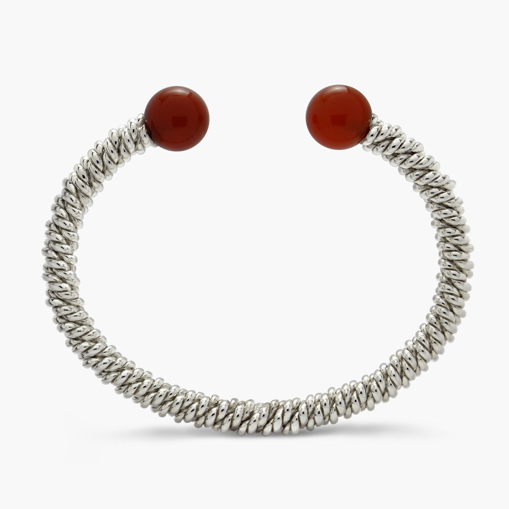 David Jonns Silver Carnelian Torsione Torque Bangle