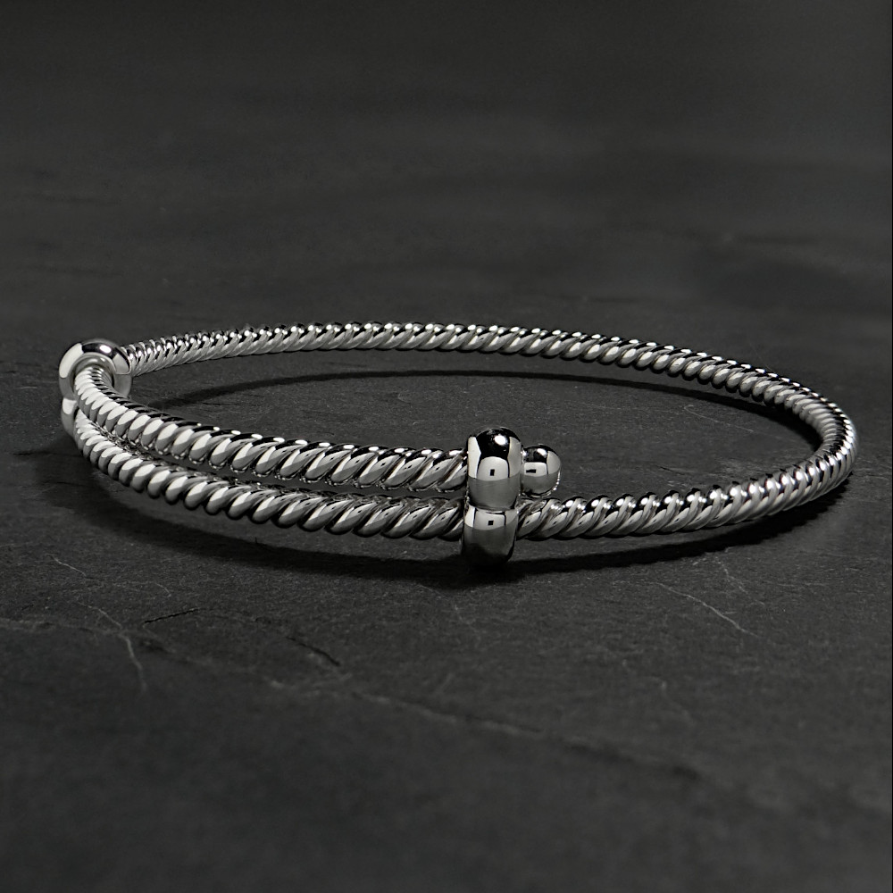 David Jonns Sterling Silver Expandable Twisted Bangle