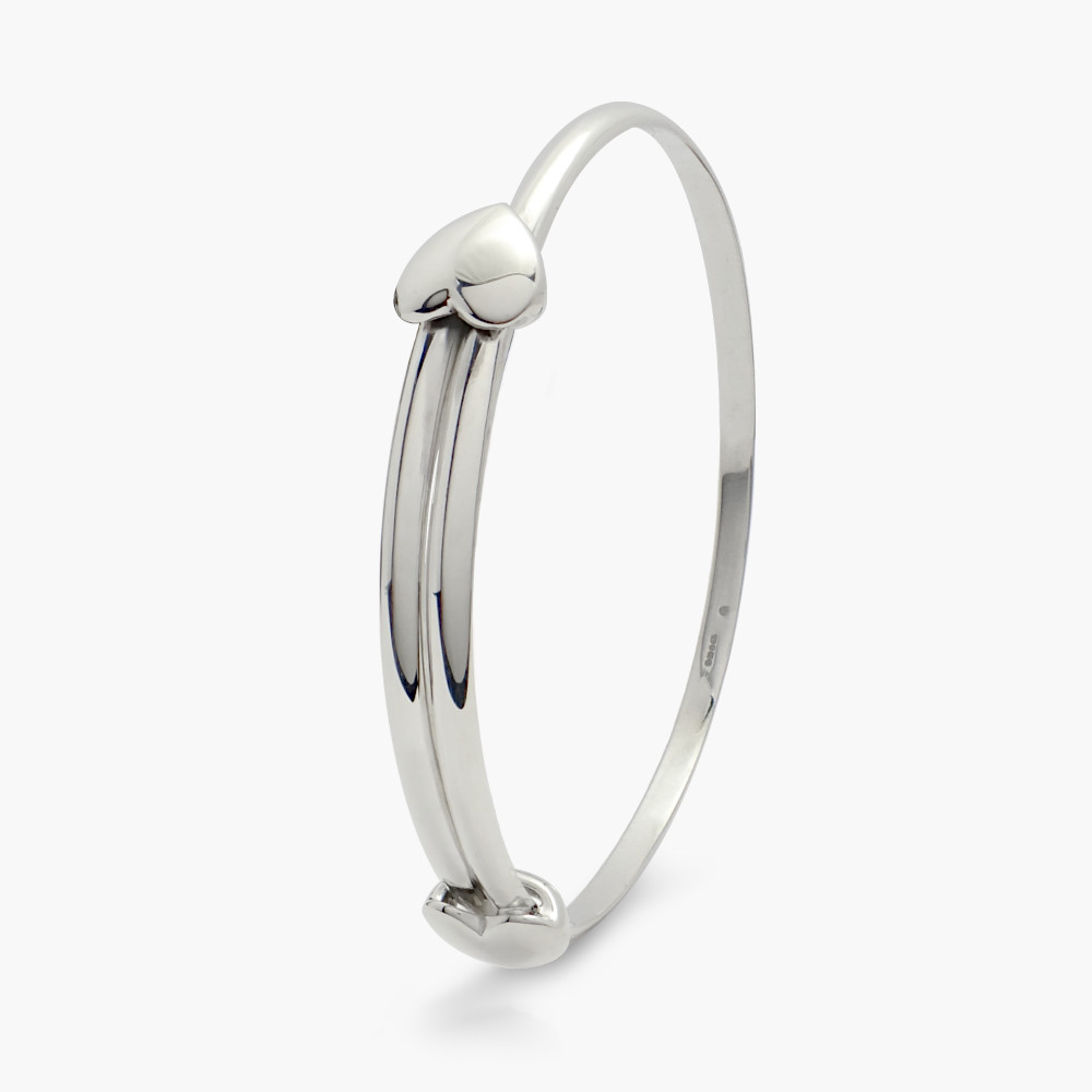 Expanding Silver Love Heart Bangle