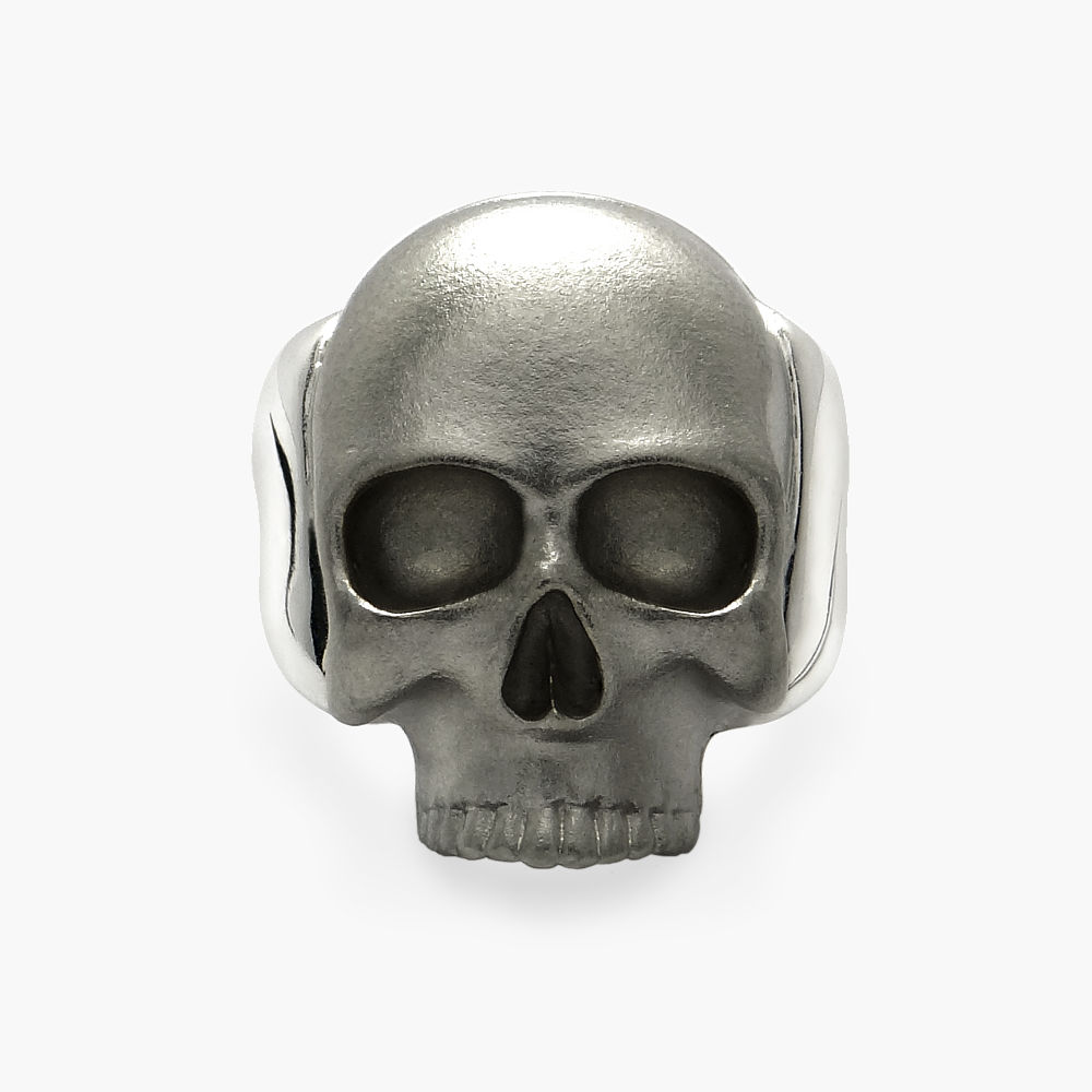 Mens Rhodiumed Skull Ring