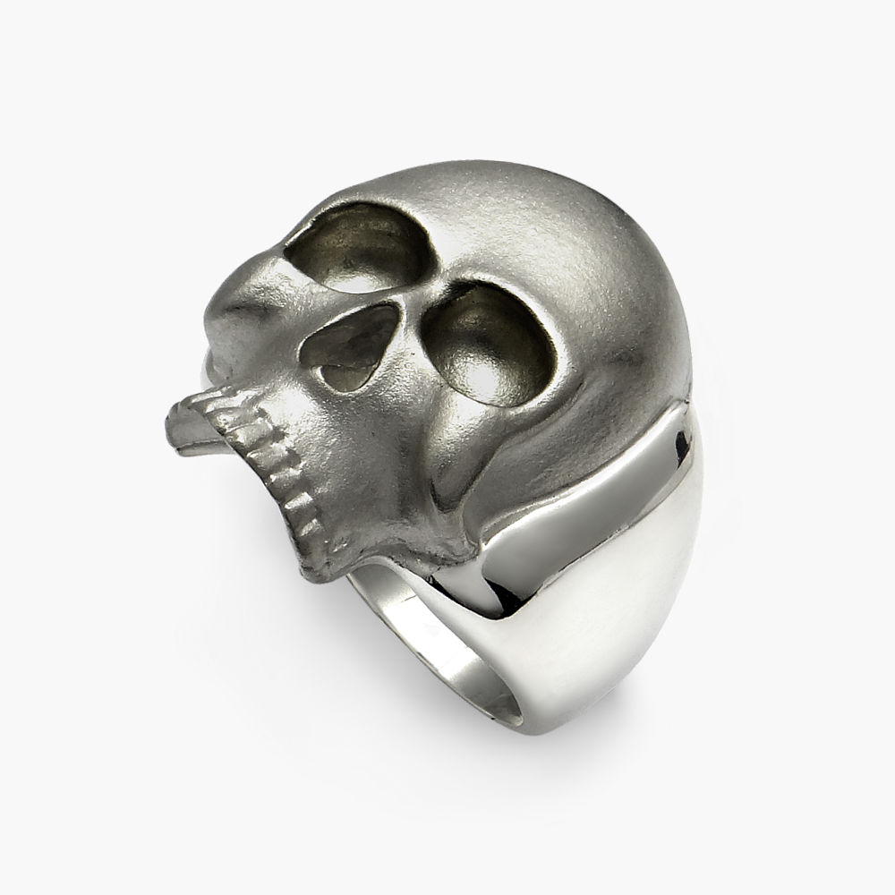 Mens Rhodiumed Skull Ring