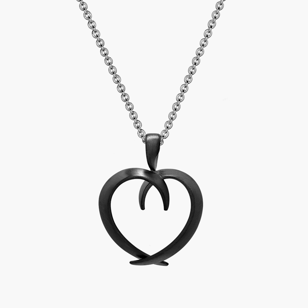 David Jonns Oxidised Open Heart Mobius Pendant