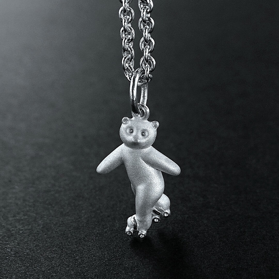 David Jonns Silver Rollerskating Teddy Bear Bracelet
