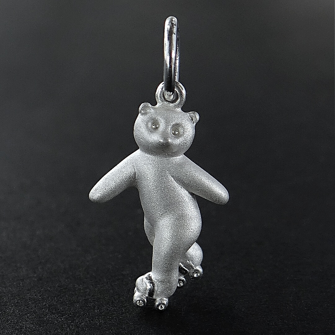 Silver Rollerskating Teddy Bear Charm Silver Rollerskating Teddy Bear Charm