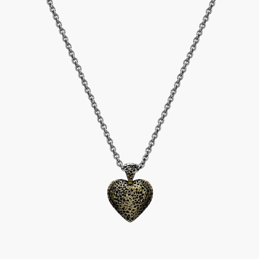 Silver & 18ct Puffed Heart Pendant Silver & 18ct Puffed Heart Pendant