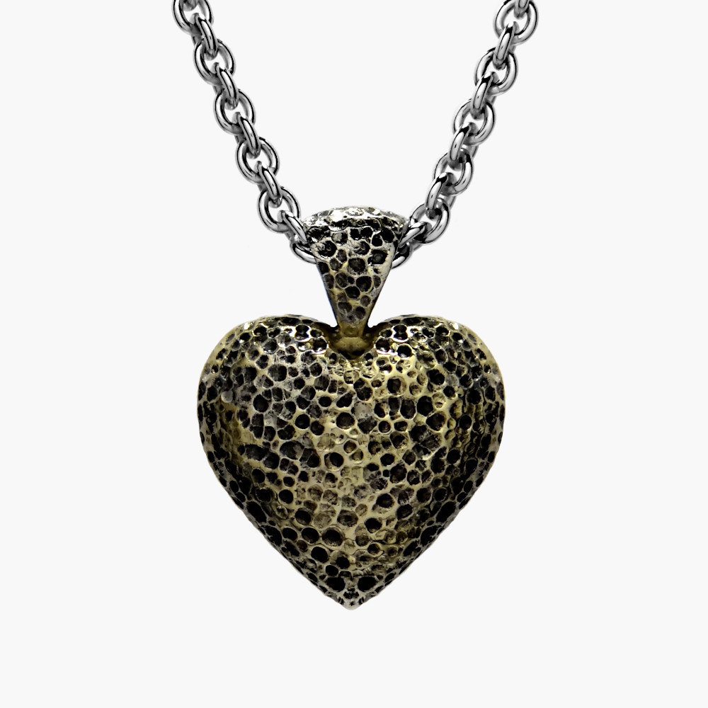 Silver & 18ct Puffed Heart Pendant Silver & 18ct Puffed Heart Pendant