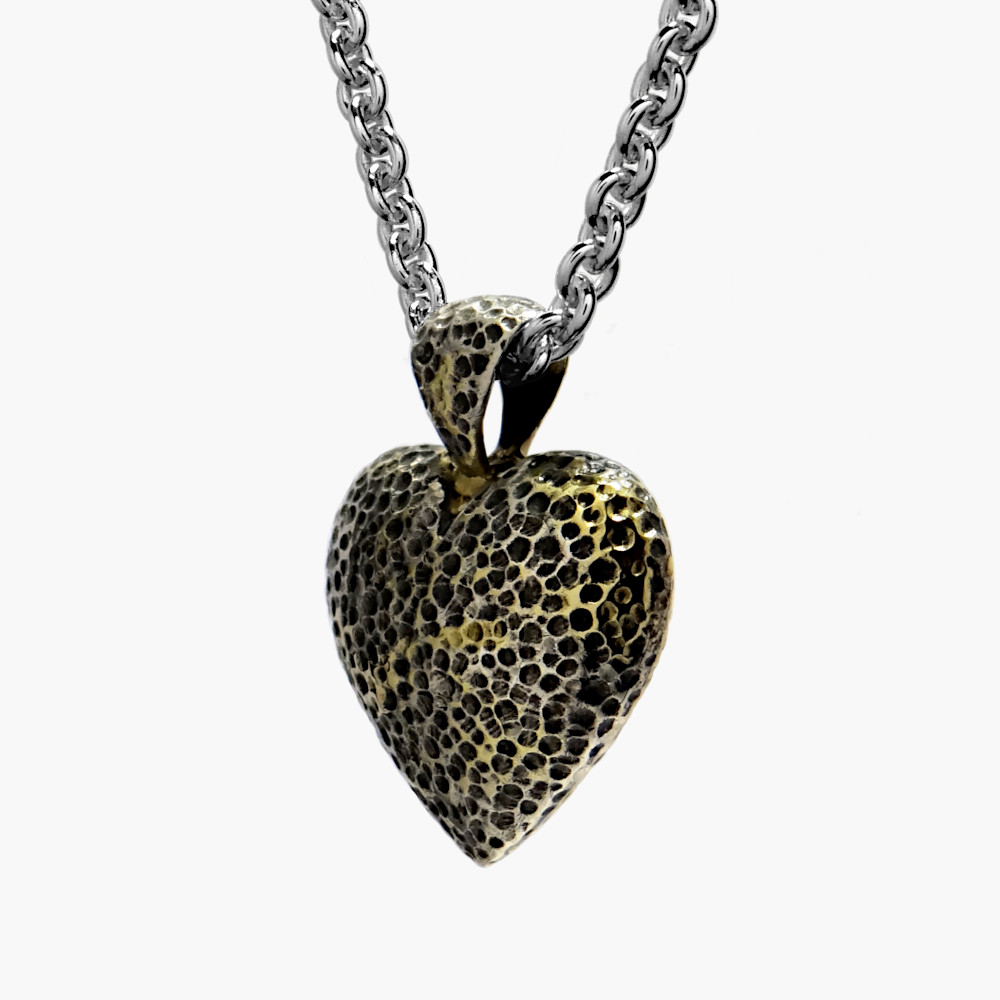 Silver & 18ct Puffed Heart Pendant Silver & 18ct Puffed Heart Pendant