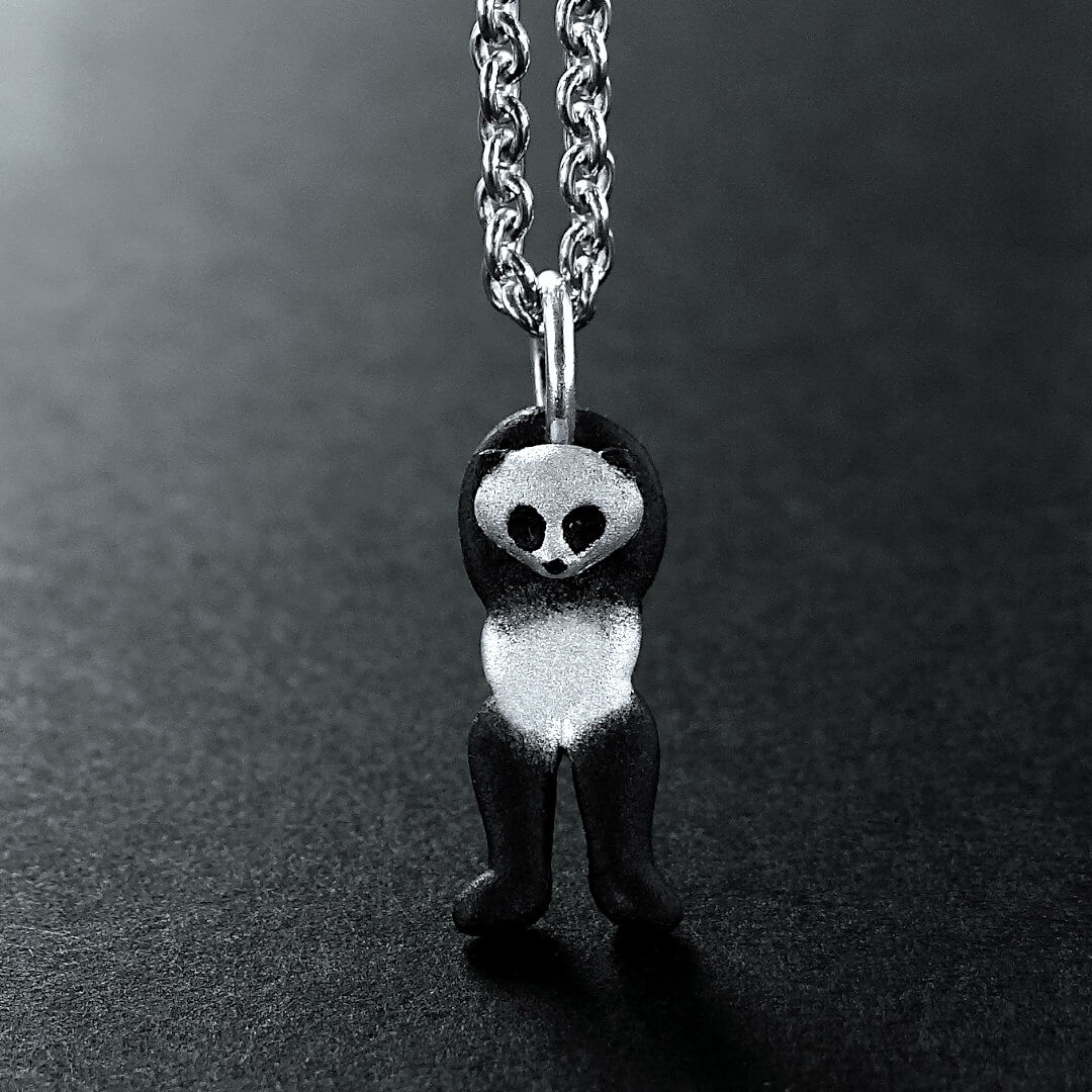 David Jonns Silver Swinging Panda Bear Bracelet