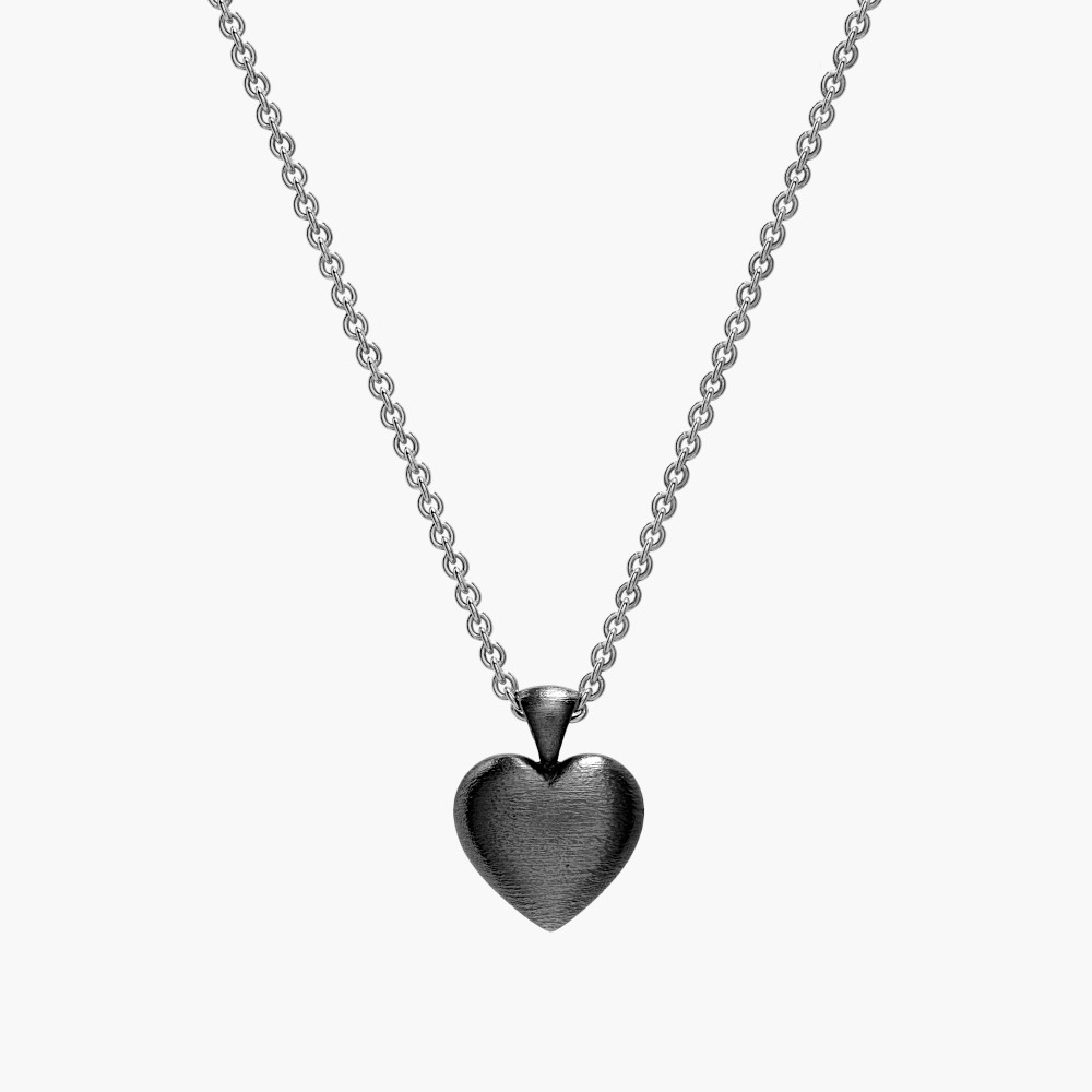 David Jonns Silver Puffed Heart Stone Pendant