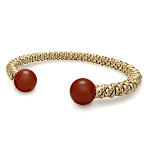 9ct Gold Carnelian Torsione Torque Bangle