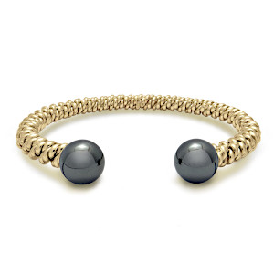 9ct Gold Hematite Torsione Torque Bangle