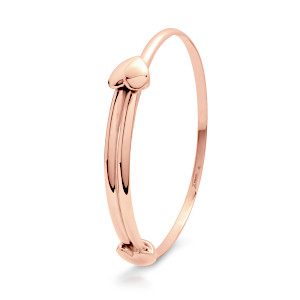 Expanding Rose Gold Love Heart Bangle