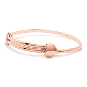 Expanding Rose Gold Love Heart Bangle