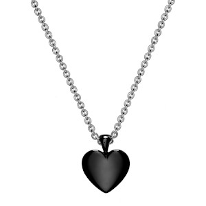 Black Rhodiumed Silver Heart Pendant