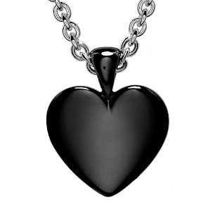 Black Rhodiumed Silver Heart Pendant