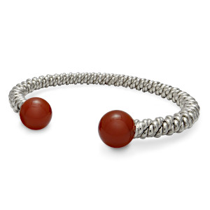 Silver Carnelian Torsione Torque Bangle