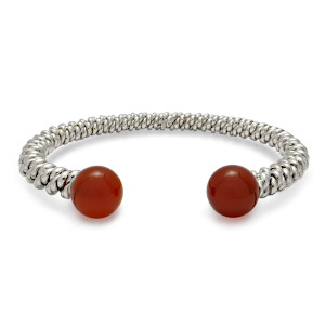 Silver Carnelian Torsione Torque Bangle