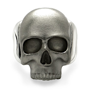 Mens Rhodiumed Skull Ring