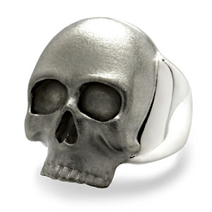 Mens Rhodiumed Skull Ring