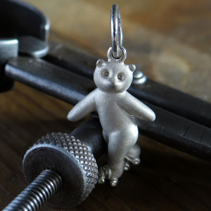 Silver Rollerskating Teddy Bear Charm