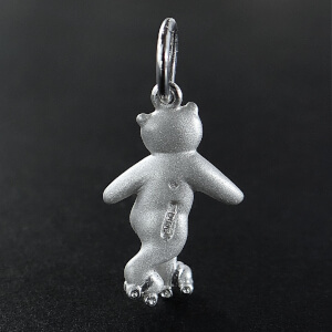 Silver Rollerskating Teddy Bear Charm