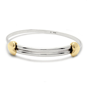 Expanding Silver & 18ct Gold Love Heart Bangle