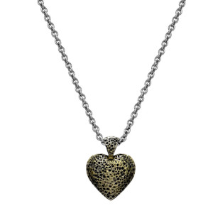 Silver & 18ct Puffed Heart Pendant
