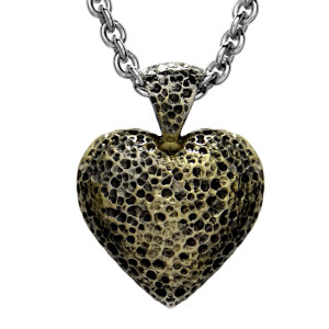 Silver & 18ct Puffed Heart Pendant